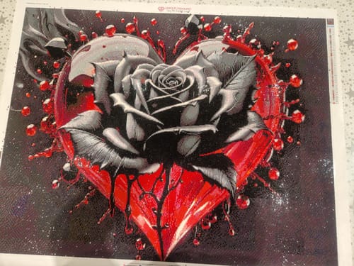 Customer photo review of 5D Diamond Painting AB Steine Black Rose With Heart