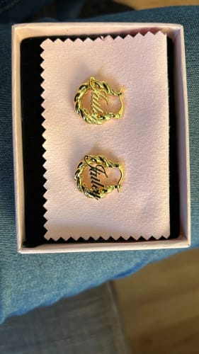 Customer photo review of Personalized Hoop Earrings