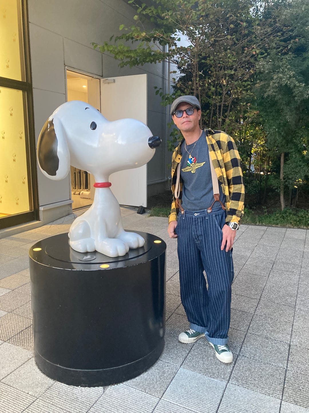 Customer photo review of サスペンダー付きストライプワークパンツ