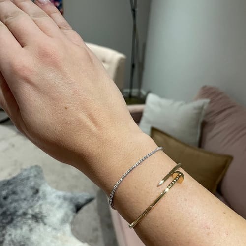 Customer photo review of Bracciale Tennis stampato zirconi bianchi in Oro 18kt 1,5 mm