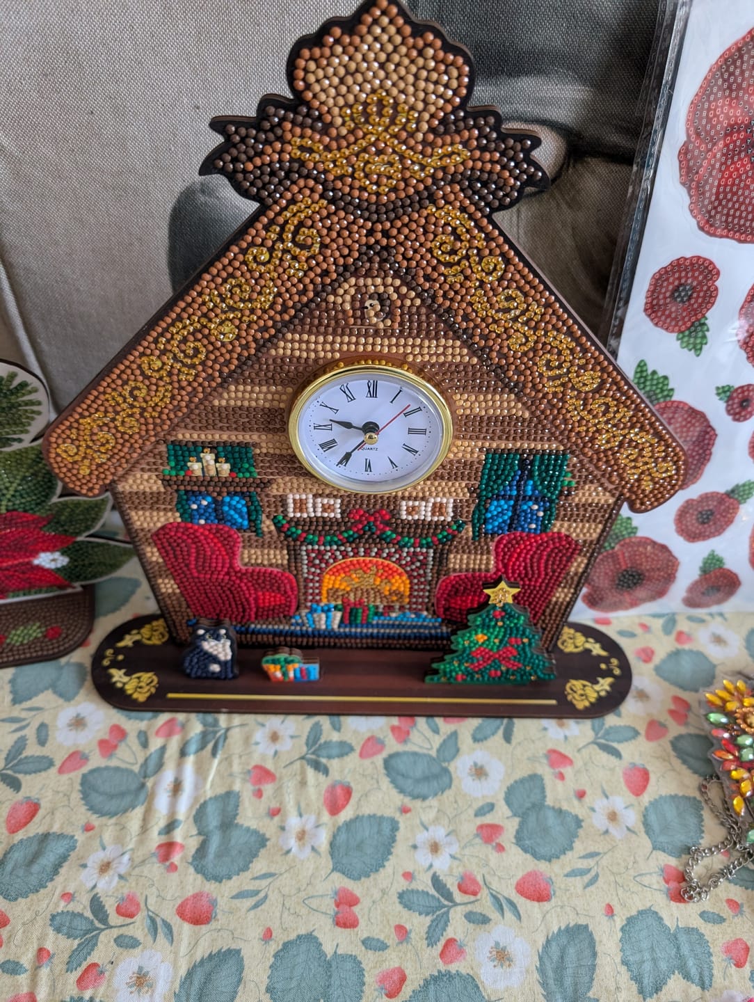 Customer photo review of "Cosy Cottage" 3D Crystal Art Clock Kit