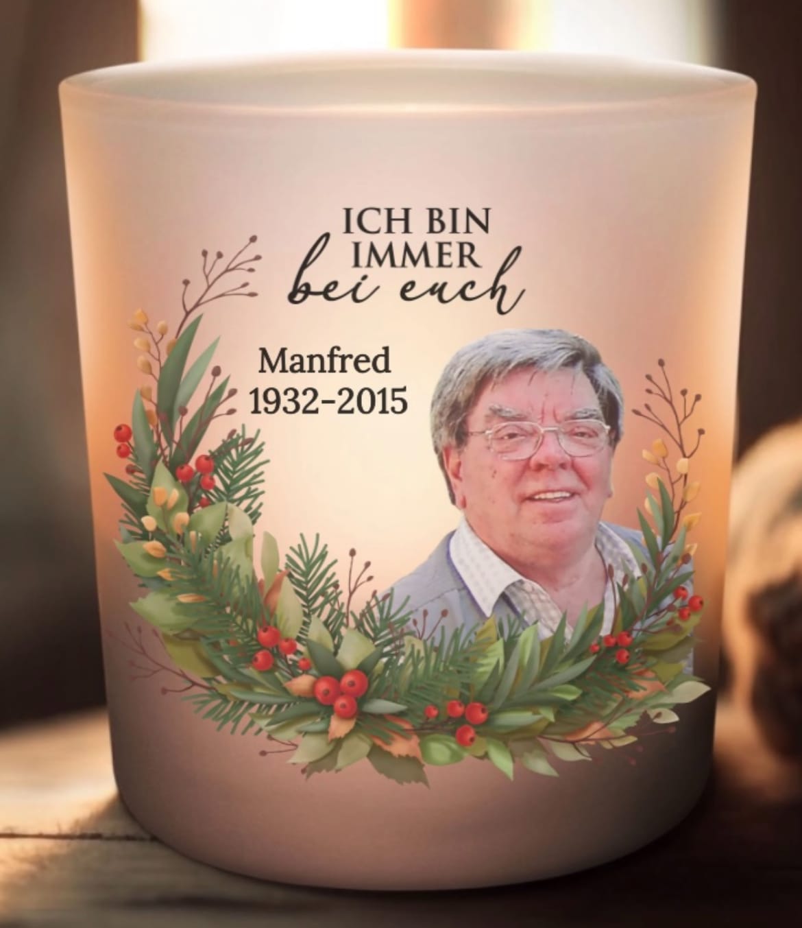 Customer photo review of Bei euch - Personalisiertes Teelicht
