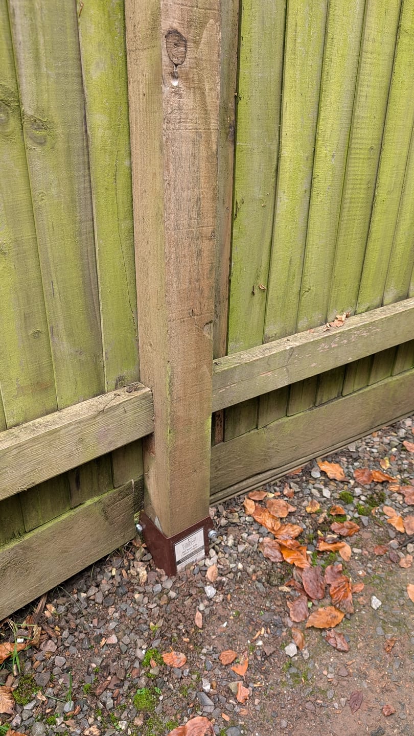 Customer photo review of 100mm (4") Industrial Fence Post Repair Spike Support (Includes Free Driving Tool) 300mm