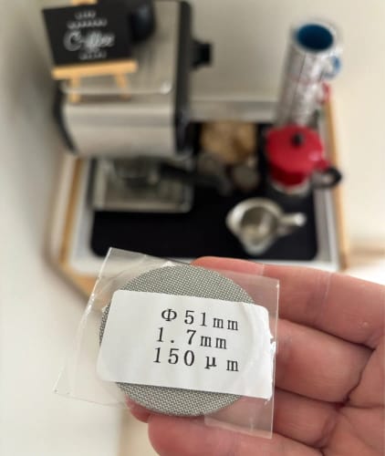 Customer photo review of Espresso Puck Screen