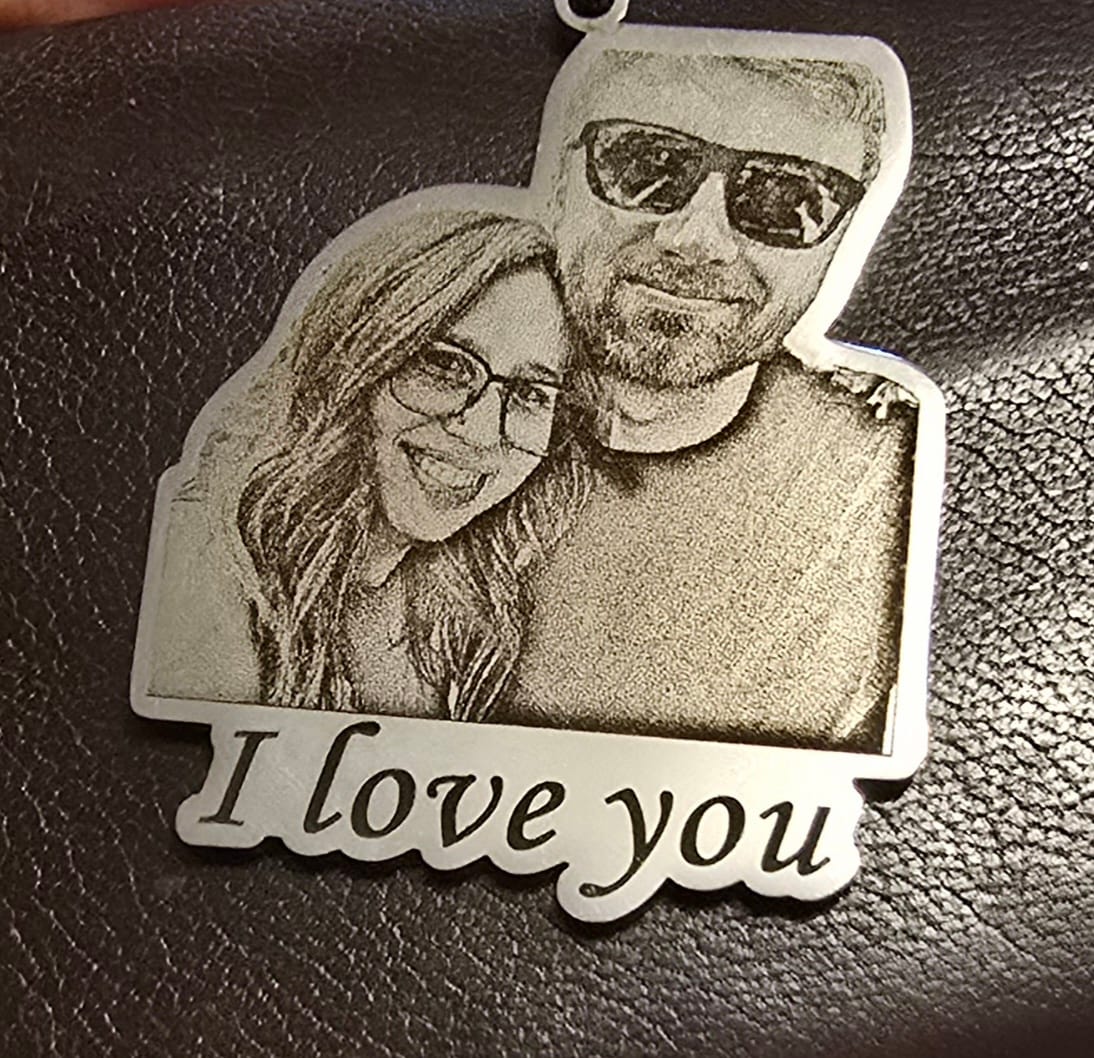 Customer photo review of Custom Photo Engraved Keychain