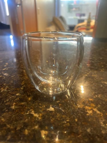 Customer photo review of Double-Wall Glass Coffee Mugs
