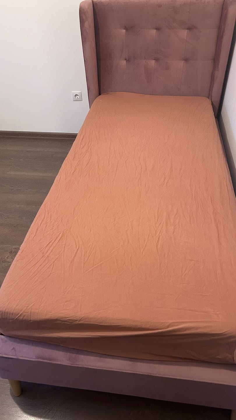 Customer photo review of Pat ESTELLA 90x200, stofa catifelata roz, cu somiera