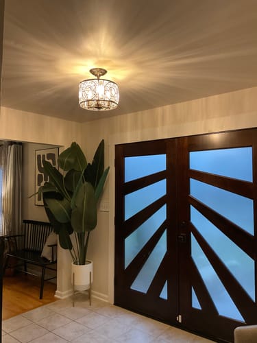 Customer photo review of Luxe Moroccan Antique Crystal Drum Semi Flush Mount