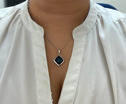 Customer photo review of Black Onyx rhombus necklace