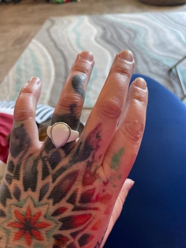 Customer photo review of NEW! Silicone Rings Oversize Pear Collection with Metal Frame