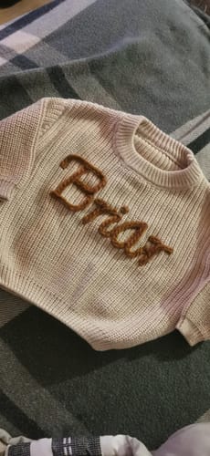 Customer photo review of Hand Knitted Personalized Sweater