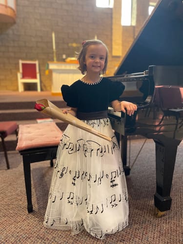 Customer photo review of Cute Baby Girl Musical Note Print Dress Toddler Birthday Pageant Princess Dress