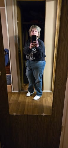 Customer photo review of Judy Blue Mid-Rise Dad Jeans