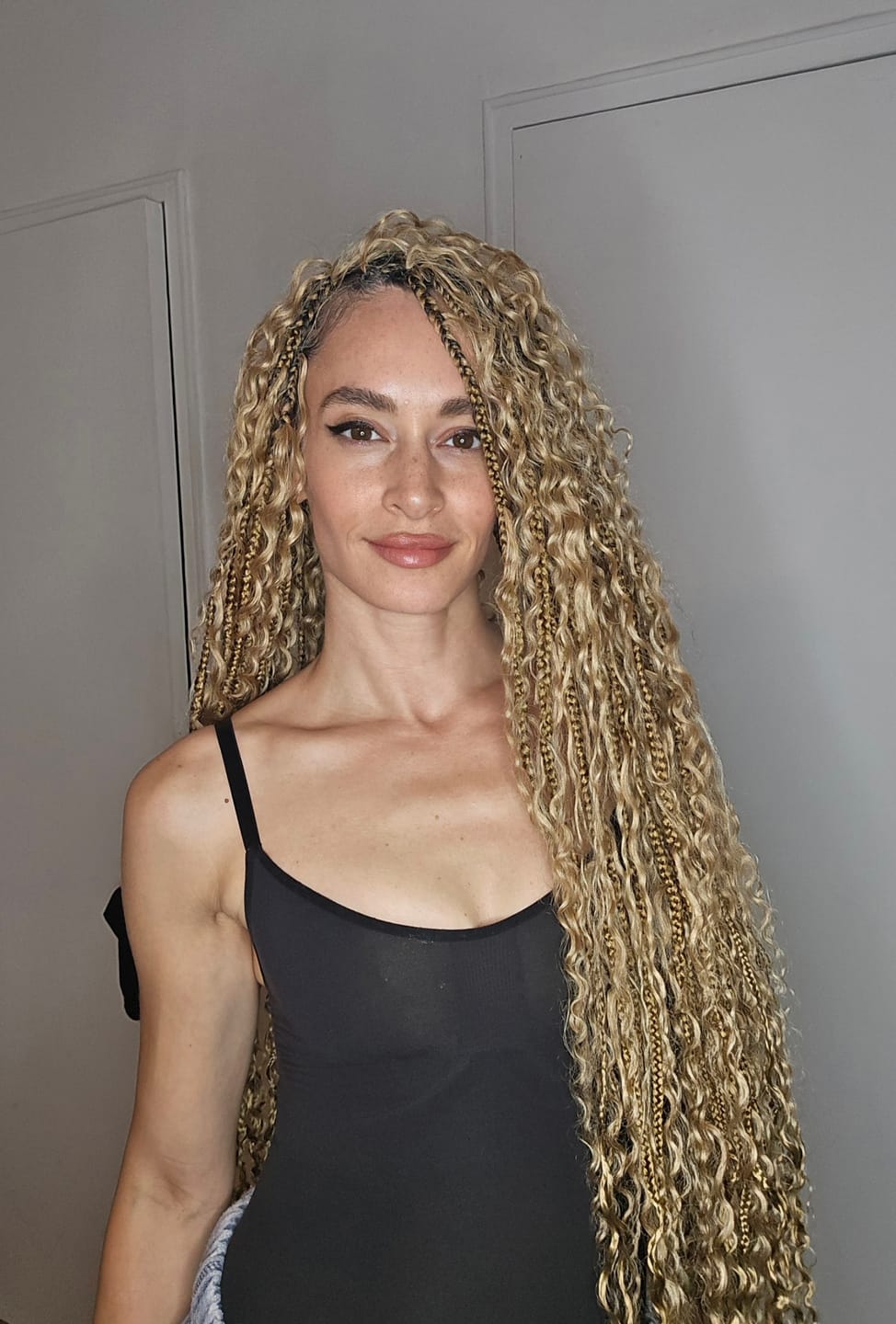 Customer photo review of #27 Honey Blonde Deep Wave Bulk Hair Extensions for Braiding