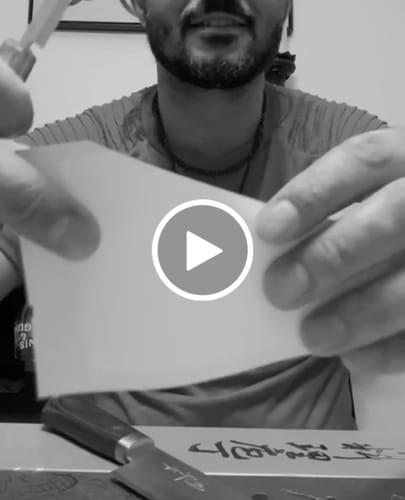 Customer video review of Masutani Petty + Gyuto Combo