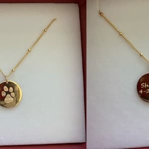 Customer photo review of Personalized Pet Paw Print Charm Necklace