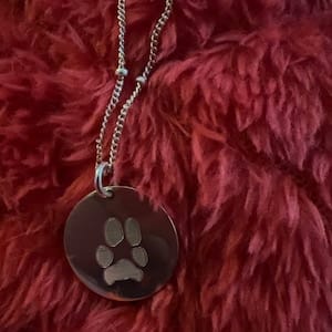 Customer photo review of Personalized Pet Paw Print Charm Necklace