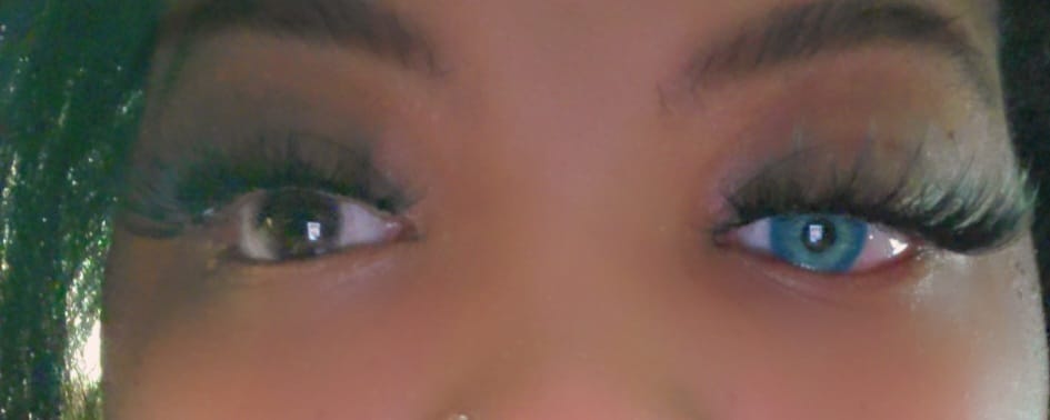 Customer photo review of Amazonia Antarctic Blue Prescription Colored Contact Lenses