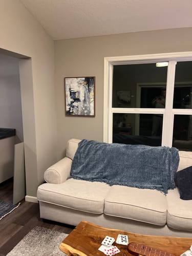 Customer photo review of Urban Tranquility – Luxury Hand-Painted Abstract Canvas Art in Blue, Gray & Gold