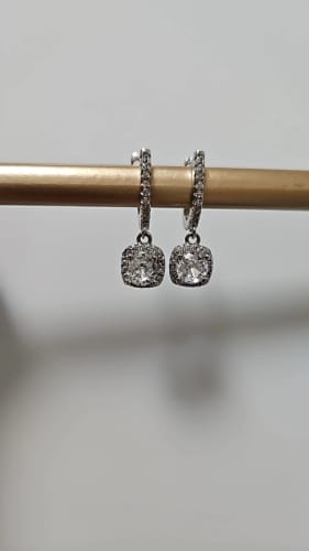Customer photo review of Moissanite Huggie Hoop Earring