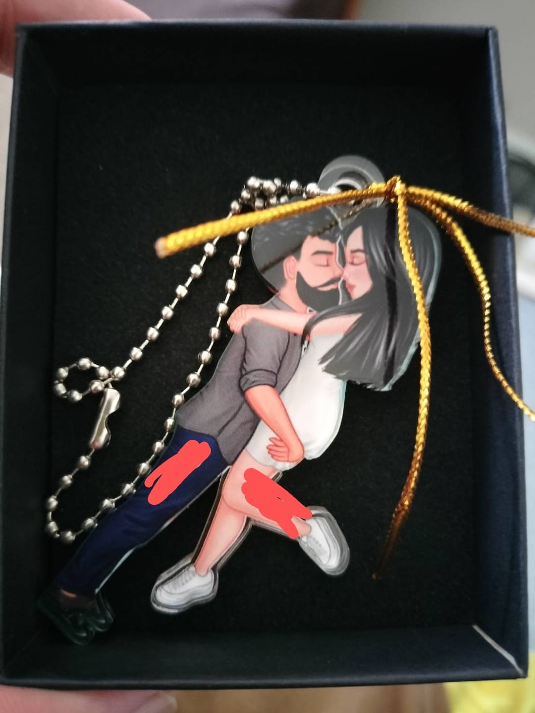 Customer photo review of Doll Couple Kissing Hugging  Personalized Ornament