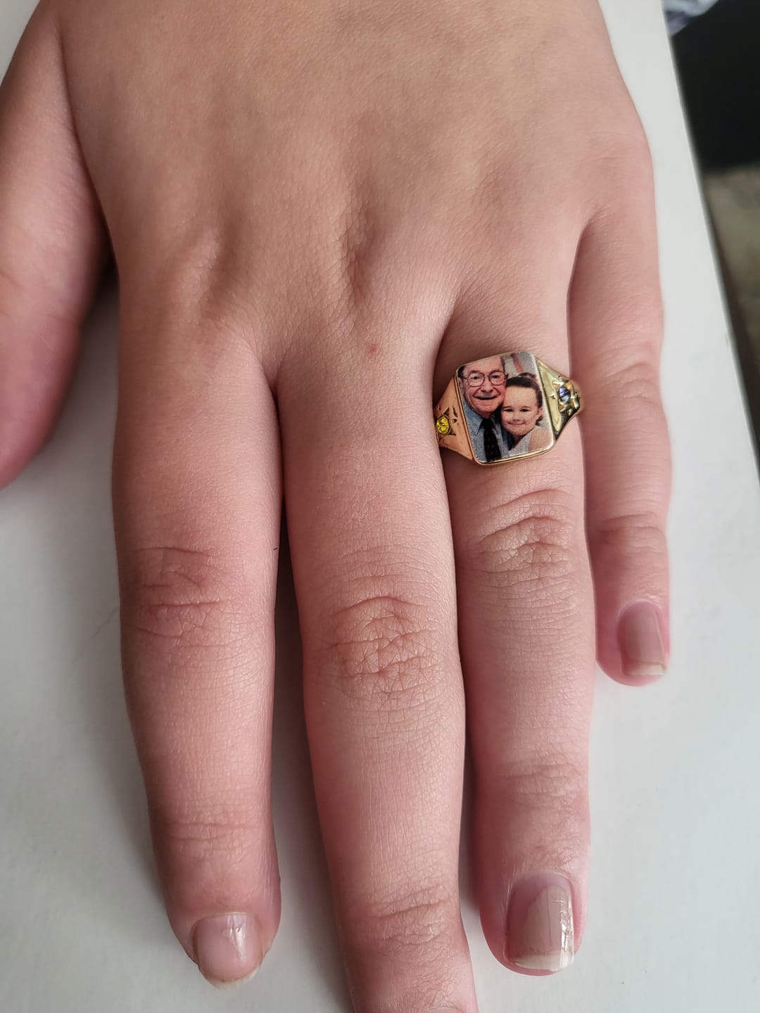 Customer photo review of Personalized Photo Birthstone Custom Ring