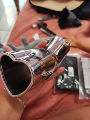 Customer photo review of Silver Heart Shaped Stainless Steel Exhaust Pipe Muffler Tip Trim