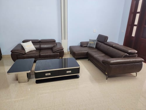 Customer photo review of Bàn trà hình chữ nhật, mặt đá Ceramic, phủ veneer Sồi - DELICATO