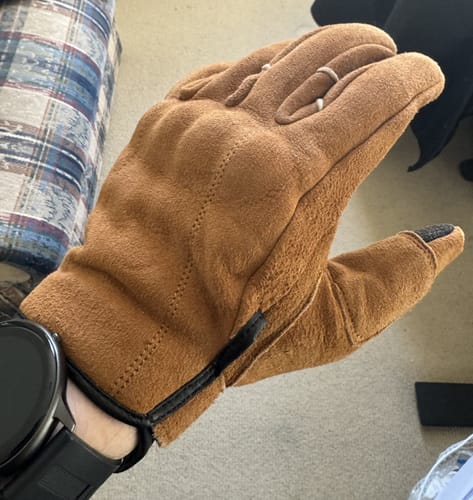 Customer photo review of 'Slugga's' | Short Cuff Motorbike Gloves | Tan Suede Motorcycle Gloves