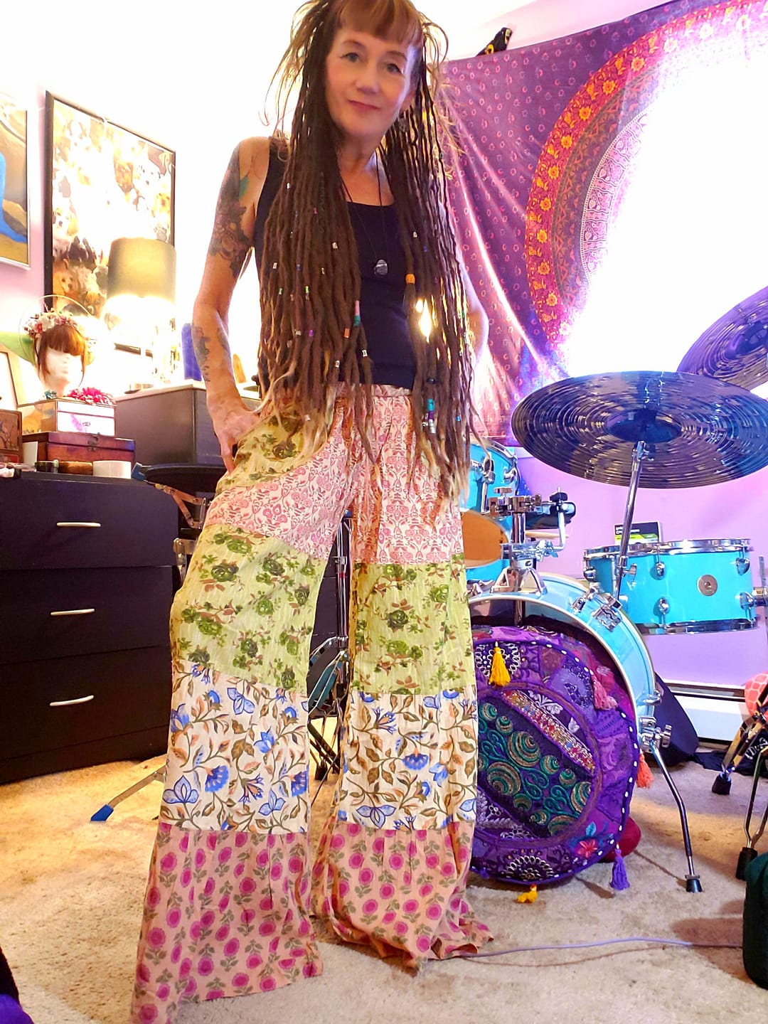 Customer photo review of Far Out Flare Patchwork Pants