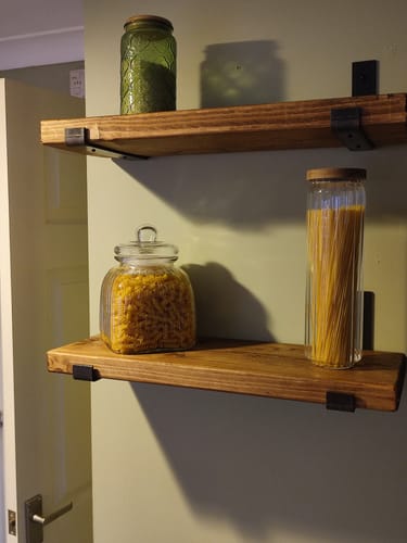 Customer photo review of Set of 2 | Rustic Wooden Wall Shelves with Industrial Style Bracket | 22.5cm depth