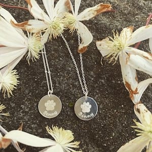Customer photo review of Personalized Pet Paw Print Charm Necklace