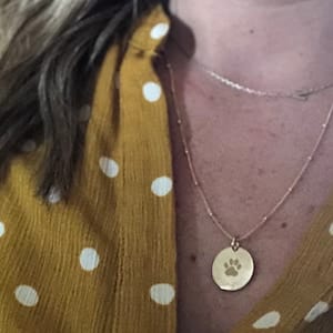 Customer photo review of Personalized Pet Paw Print Charm Necklace