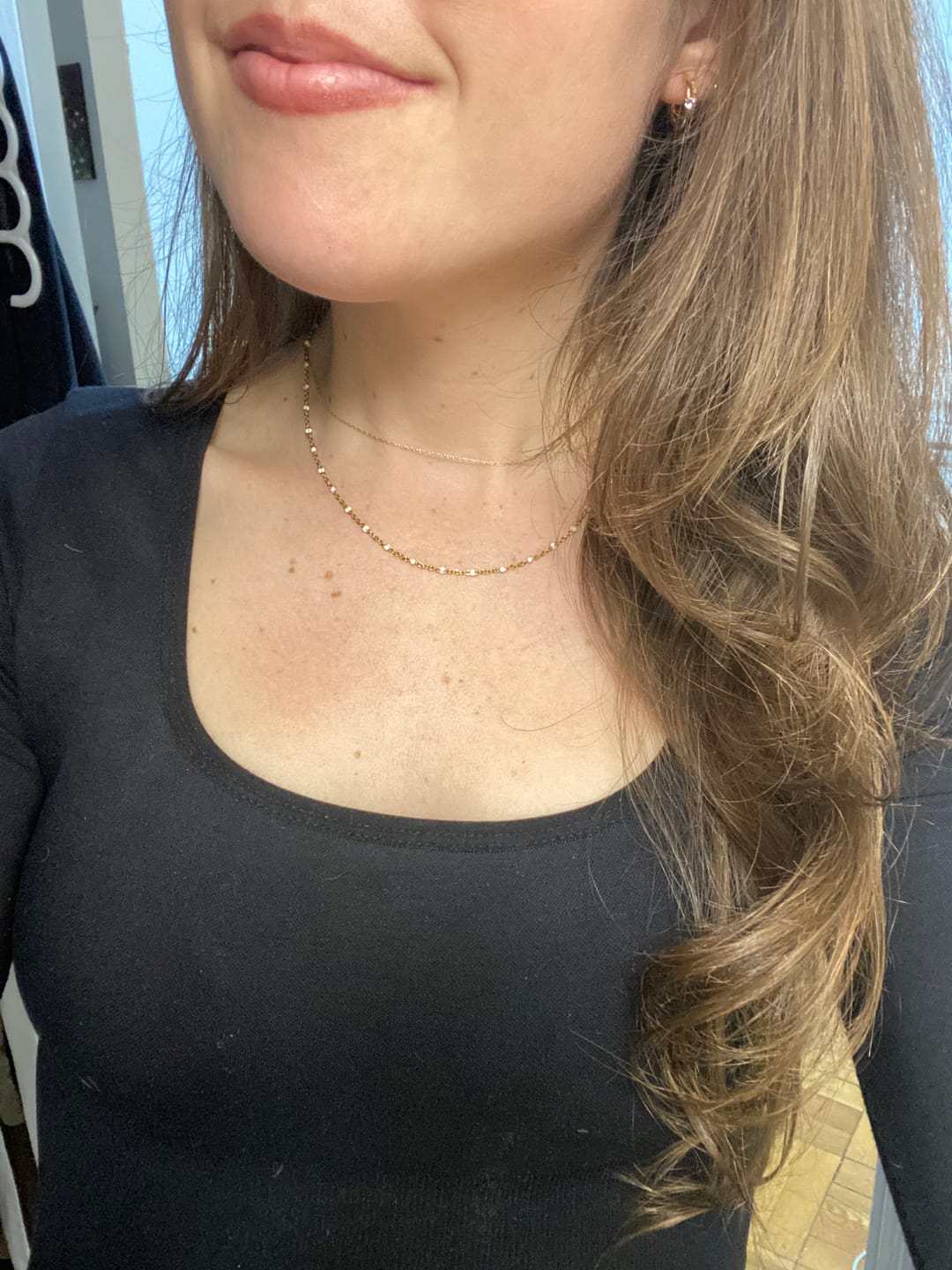 Customer photo review of Mila White Bead Necklace