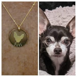 Customer photo review of Personalized Pet Paw Print Charm Necklace