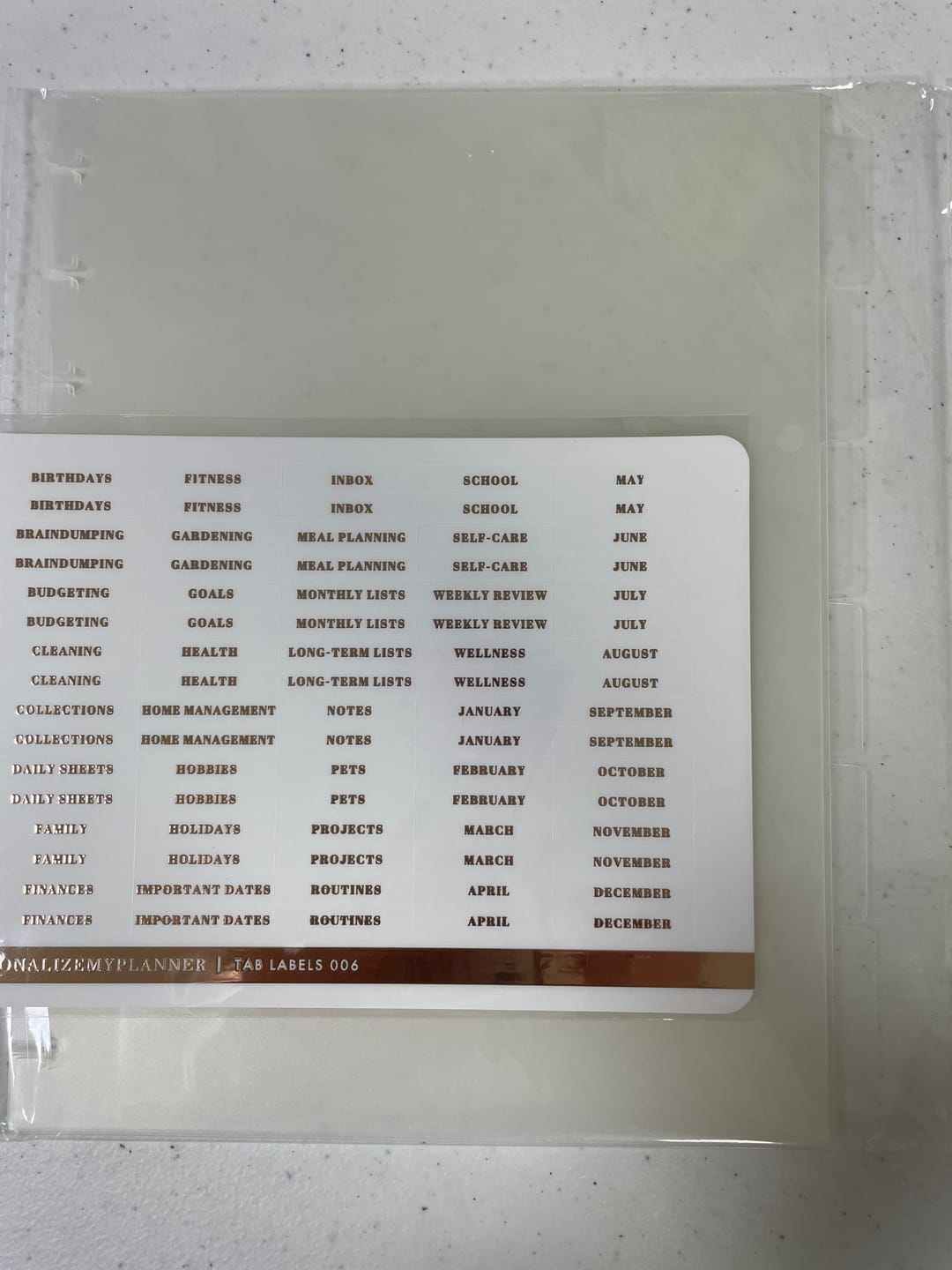 Customer photo review of Happy Planner Dividers, 6 Clear Dividers, Blank Side Tabs, Minimalist Discbound, minimalistplanner, disc, pre-punched plastic, Classic Size