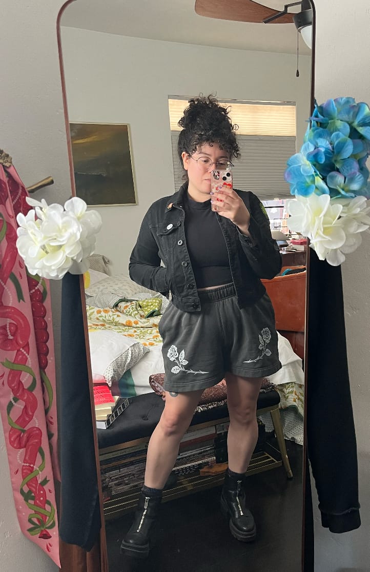 Customer photo review of Rose Relaxed Faded Track Shorts