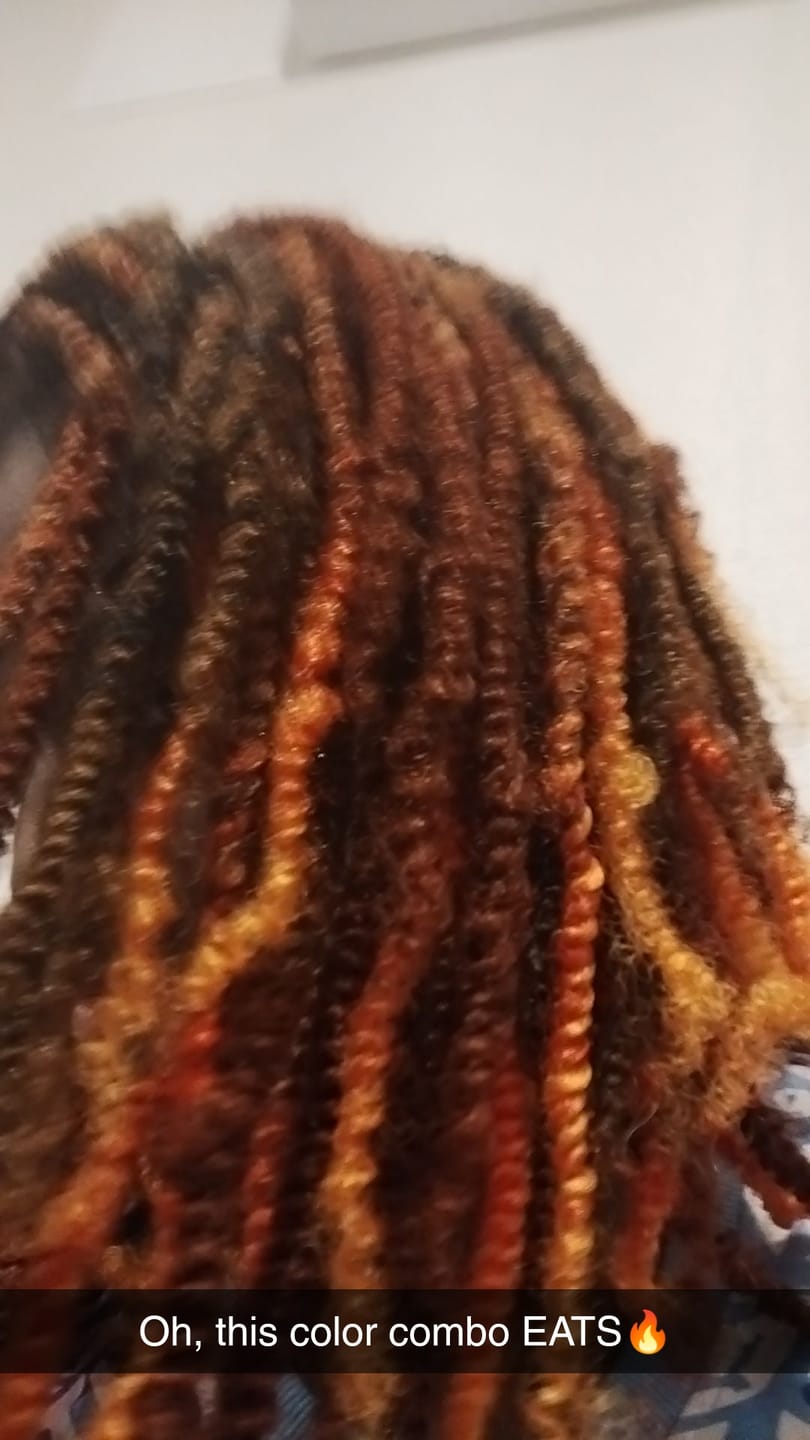 Customer photo review of Outre X-Pression Twisted Up Crochet Braid - 3X SPRINGY AFRO TWIST 16"