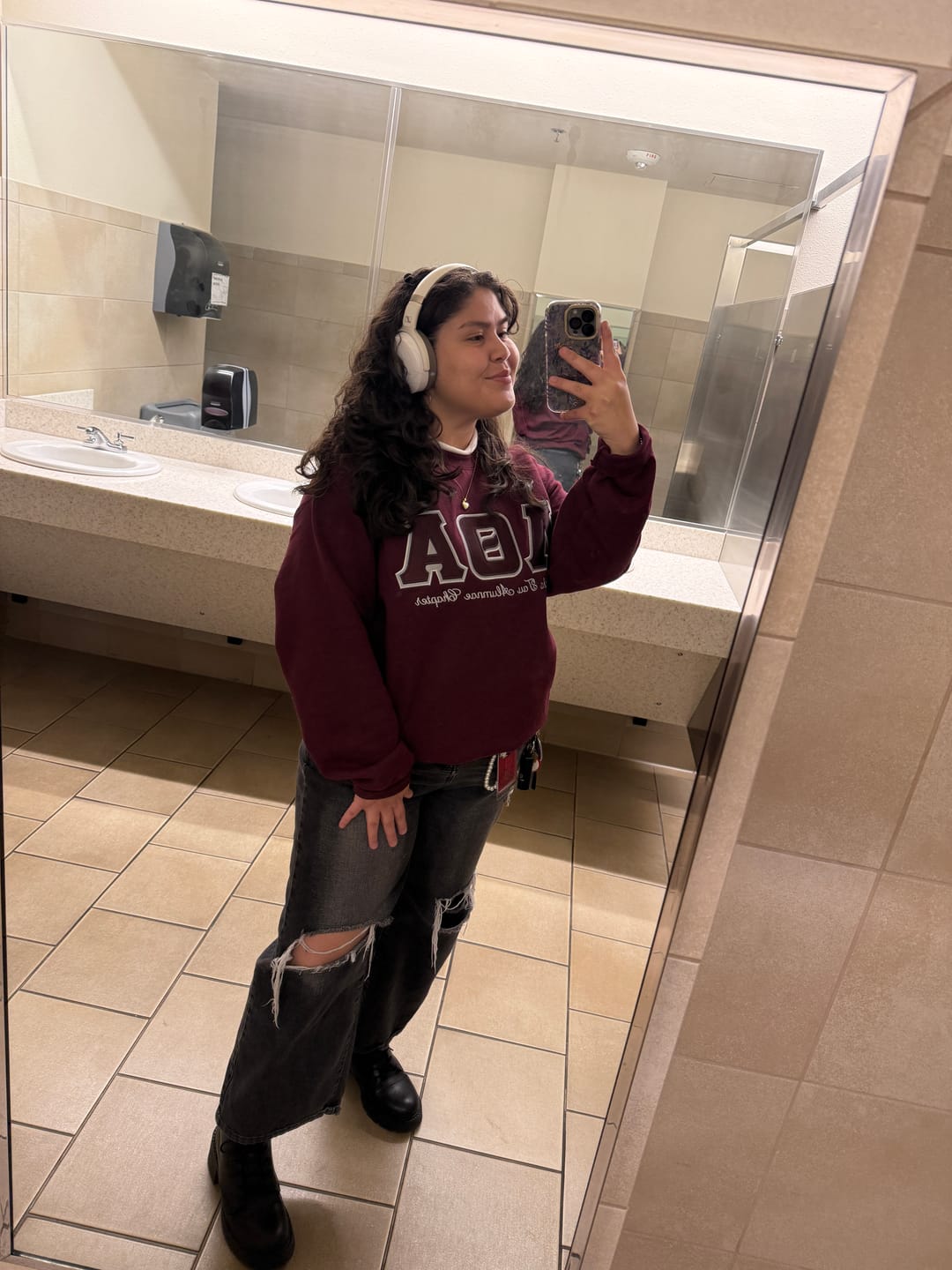 Customer photo review of LTA Classic Stitched Letter Crewneck