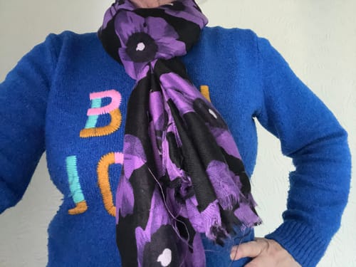 Customer photo review of Purple and Black Poppy Scarf