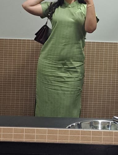 Customer photo review of Jue Lei 蕨类 Fern 1930s Cotton & Linen Daily Qipao