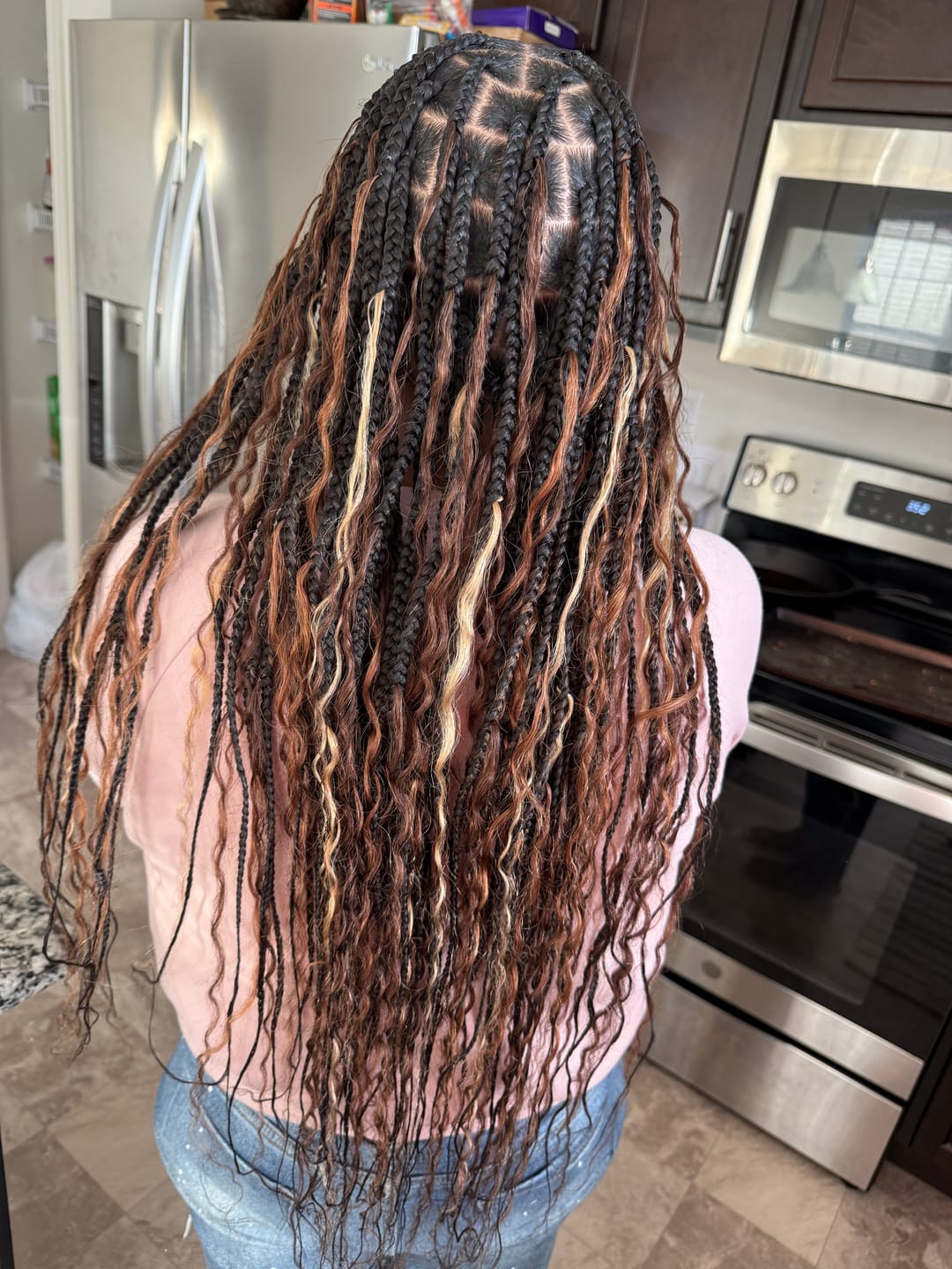 Customer photo review of Multi-Color Bulk Human Braiding Hair Set Deep Wave