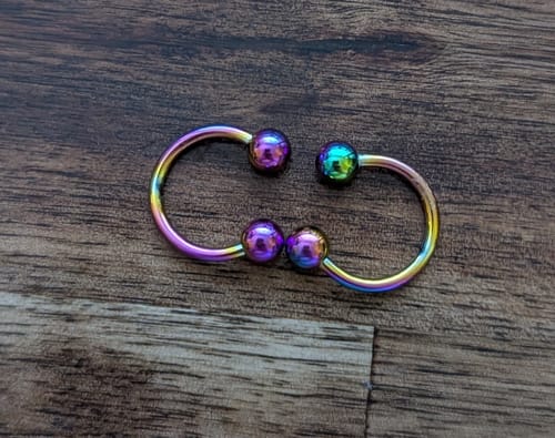 Customer photo review of Rainbow Metallic Horseshoe Body Jewellery