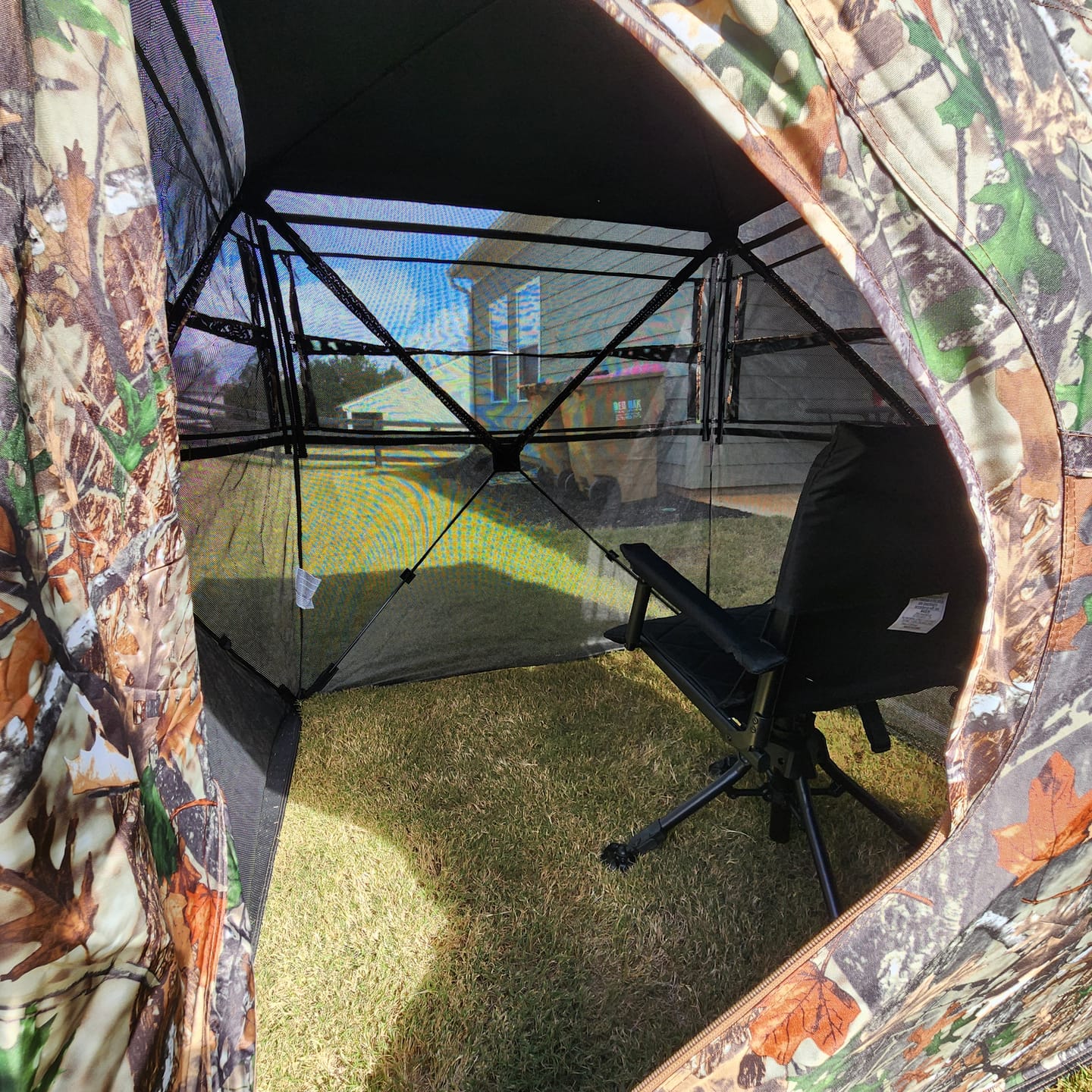 Customer photo review of TideWe Hunting Chair Adjustable Height 360°  Swivel Blind Chair With Armrests