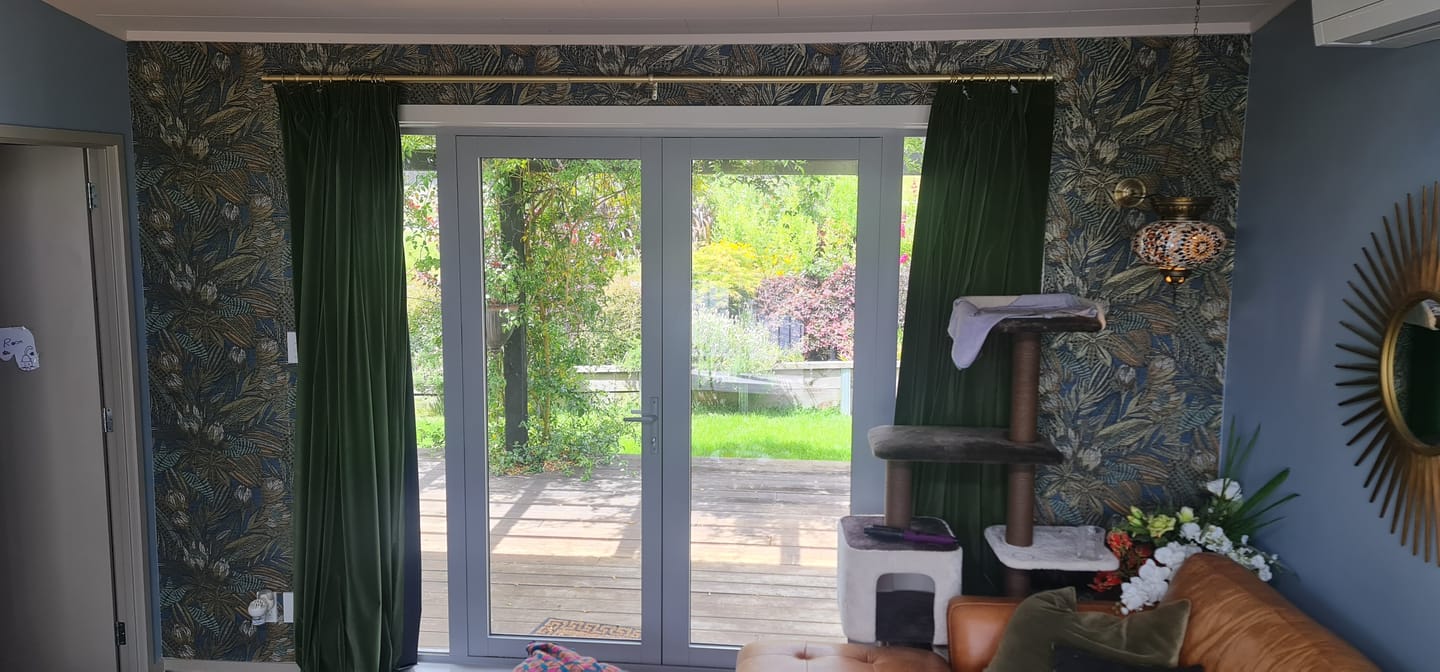 Customer photo review of Susara  - Protea Floral Metallic Wallpaper - Navy- Discontinuing