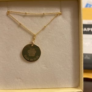 Customer photo review of Personalized Pet Paw Print Charm Necklace
