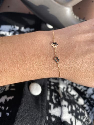 Customer photo review of 14K Solid Gold Paw Print Bracelet