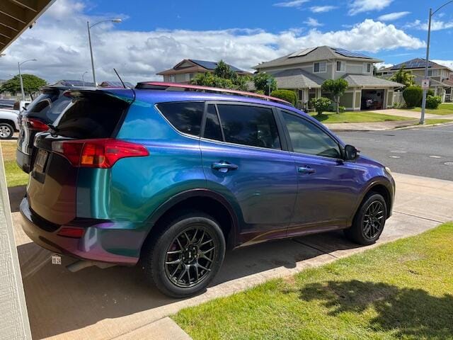 Customer photo review of Color Shift Shiny Purple Blue Vinyl Wrap