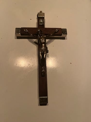 Customer photo review of 5" Wooden St. Benedict Wall Crucifix - Exorcism- Cross - Blessed By Pope