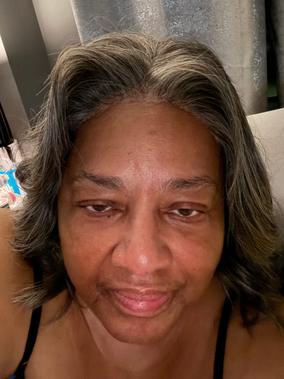 Customer photo review of Luvwin 5x5 Salt And Pepper Glueless Gray Color Layered Cut Body Wave Pre-Cut Lace Bob Wig 100% Human Hair
